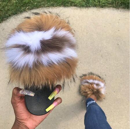 Collection 3: Fluffy Fur Slides - Rose In Concrete 🥀