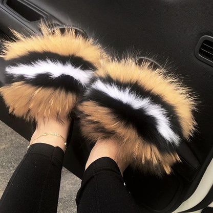 Collection 3: Fluffy Fur Slides - Rose In Concrete 🥀
