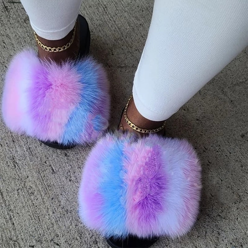 Collection 1: Fluffy Fur Slides - Rose In Concrete 🥀