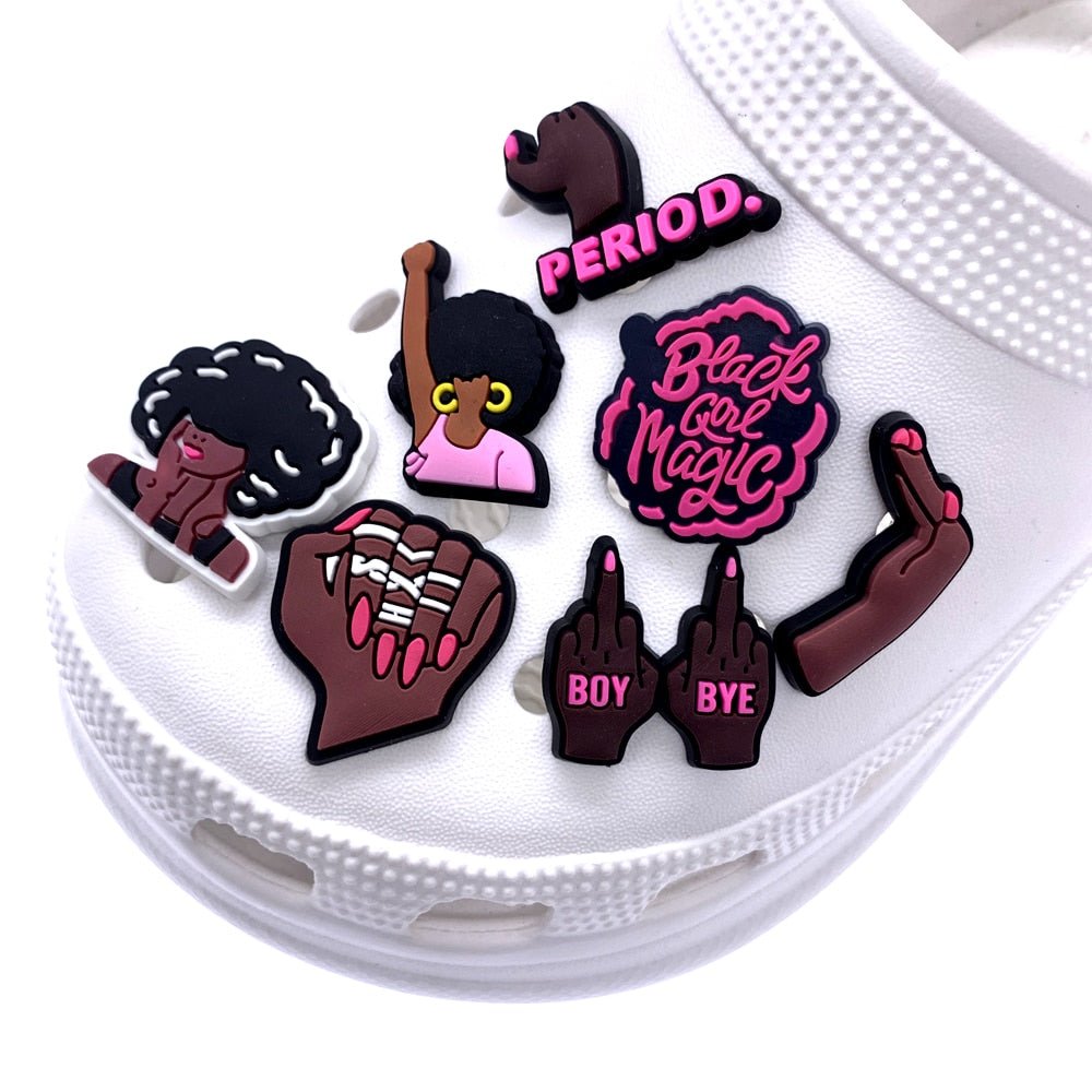 Black Girl Magic Croc Charms / Jibbitz - Rose In Concrete 🥀