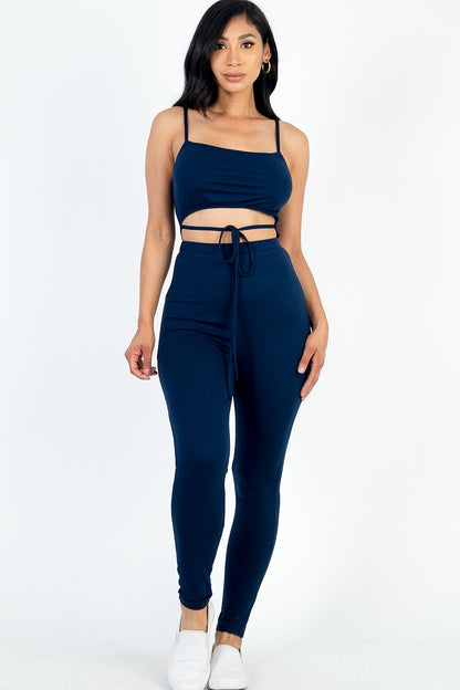 Solid Tie Front Cut Out Jumpsuit - Rose In Concrete 🥀