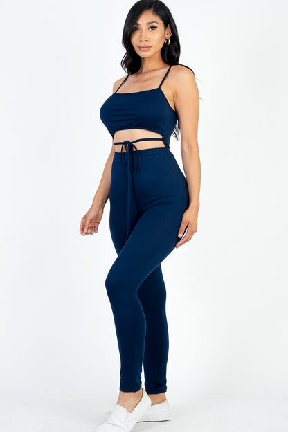 Solid Tie Front Cut Out Jumpsuit - Rose In Concrete 🥀