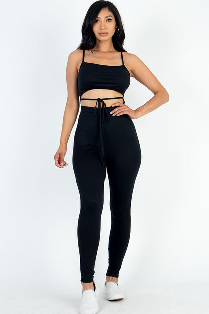 Solid Tie Front Cut Out Jumpsuit - Rose In Concrete 🥀