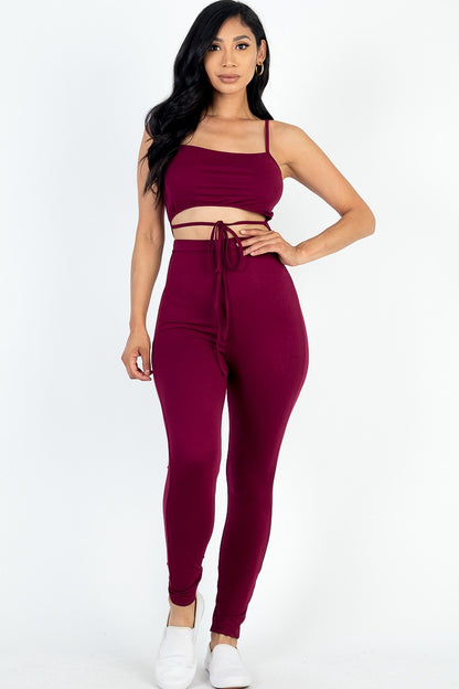 Solid Tie Front Cut Out Jumpsuit - Rose In Concrete 🥀