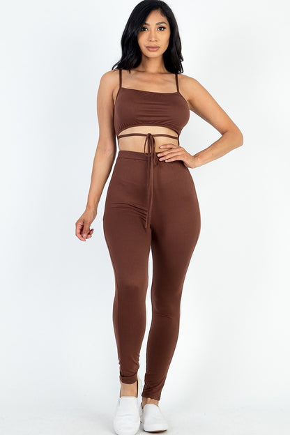 Solid Tie Front Cut Out Jumpsuit - Rose In Concrete 🥀