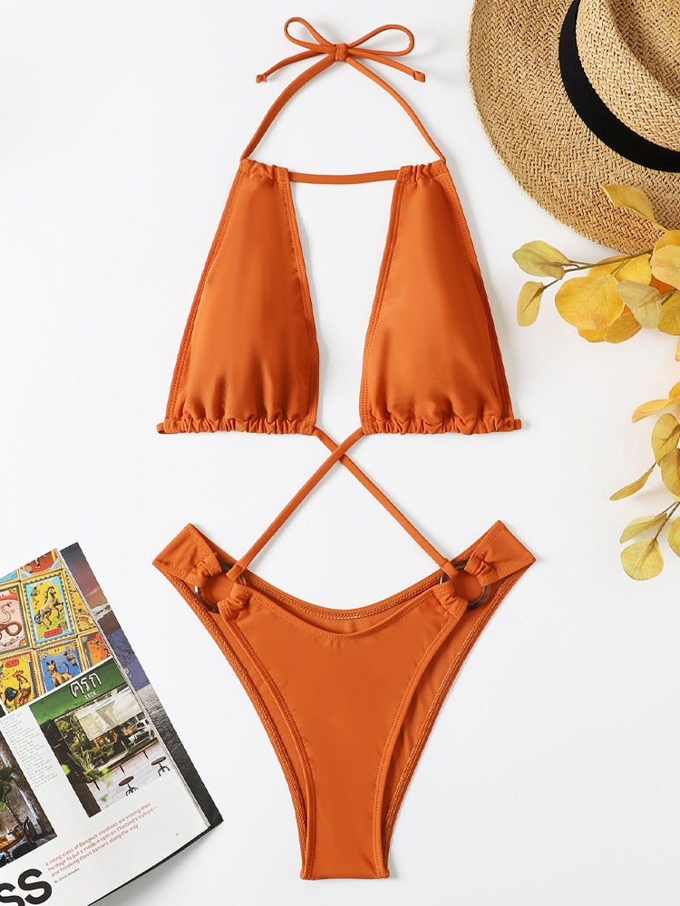 Backless Monokini Swimsuit - Rose In Concrete 🥀