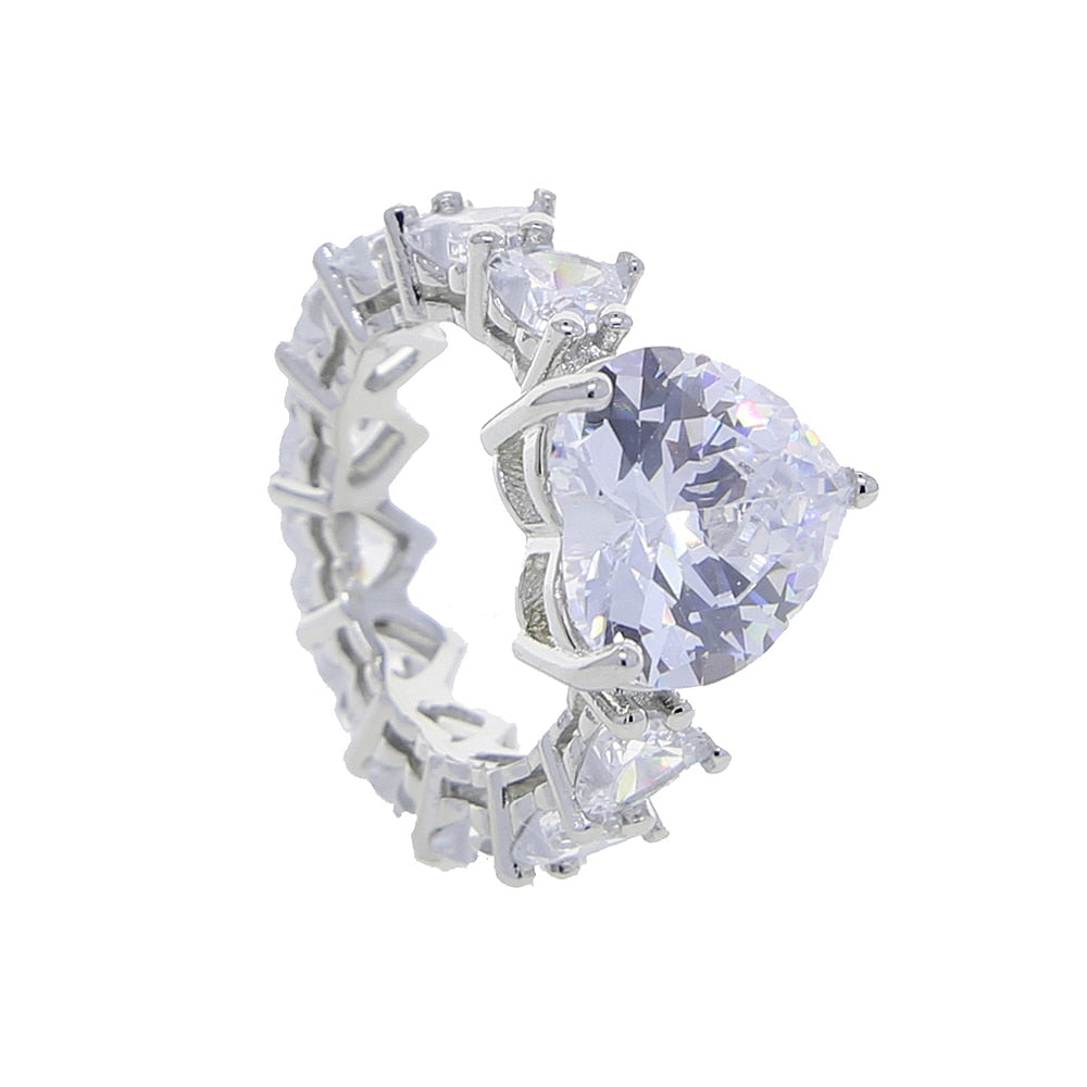Cubic zirconia heart ring with prong setting and eco-friendly materials, 9mm surface width, anti-allergy features.
