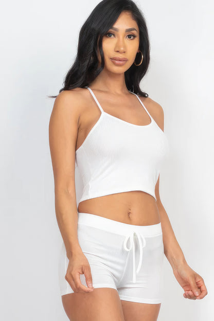 Ribbed Crop Top & Shorts Set - Rose In Concrete 🥀