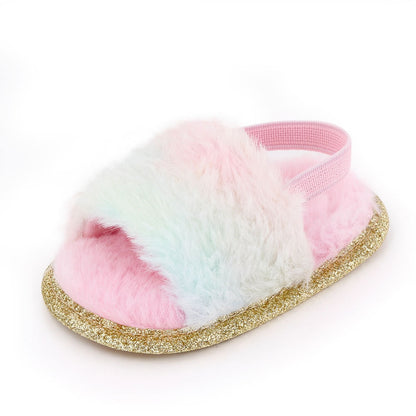Faux Fur Sandals - Rose In Concrete 🥀