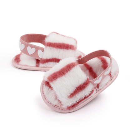 Faux Fur Sandals - Rose In Concrete 🥀