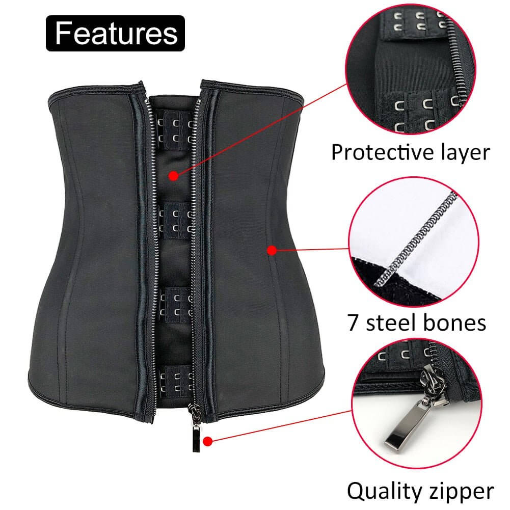 Women Latex Clip and Zip Waist Trainer - Rose In Concrete 🥀