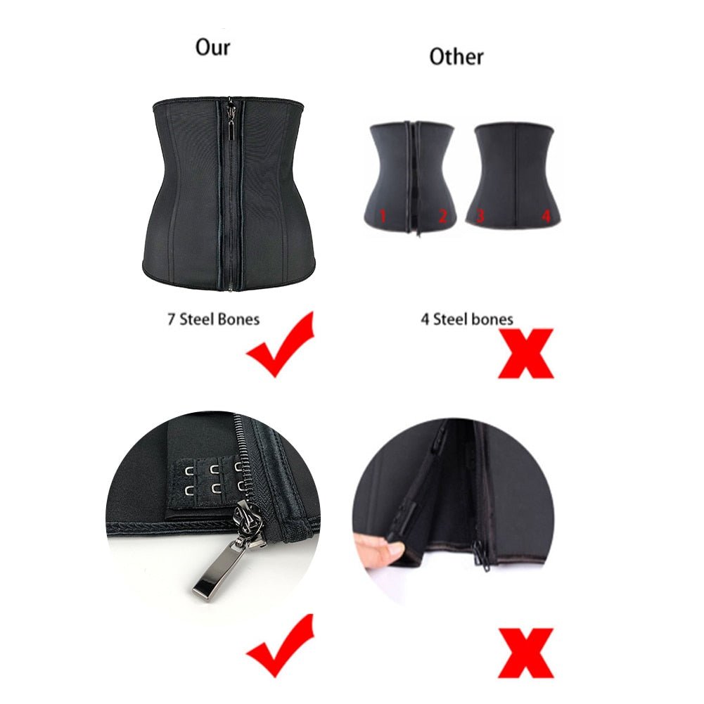 Women Latex Clip and Zip Waist Trainer - Rose In Concrete 🥀