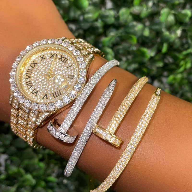 Bling Icy Watch - Rose In Concrete 🥀