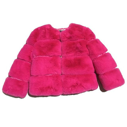 Girls' Faux Fur Coat - Rose In Concrete 🥀
