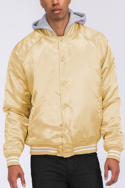 Satin Varsity Bomber Jacket - Rose In Concrete 🥀