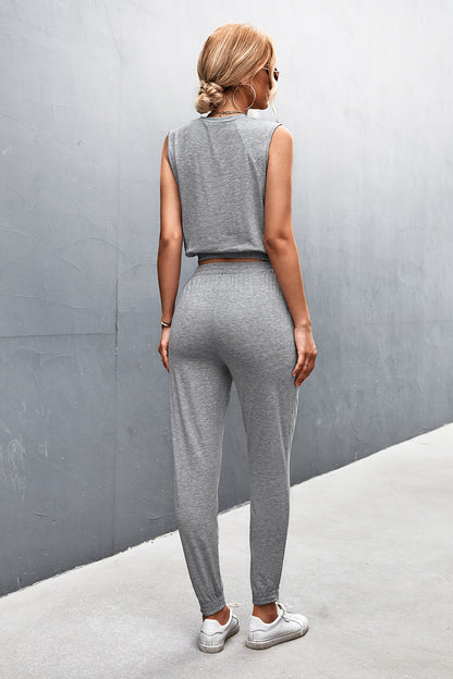 Sleeveless Top and Joggers Set - Rose In Concrete 🥀
