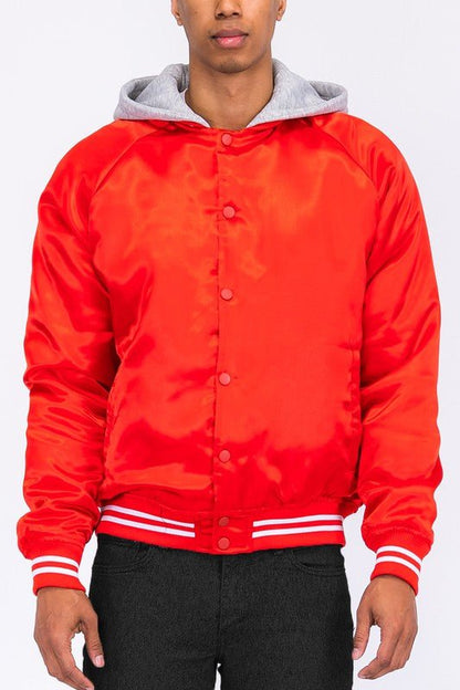 Satin Varsity Bomber Jacket - Rose In Concrete 🥀